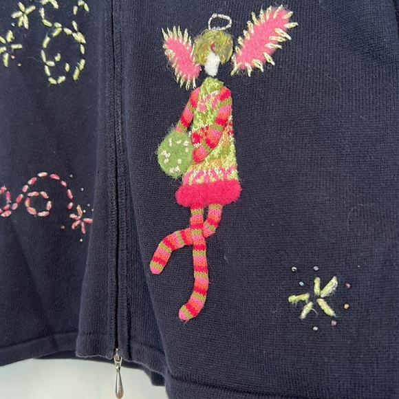 VTG Talbots Black Cotton Christmas Sweater sz.M - Picture 2 of 9